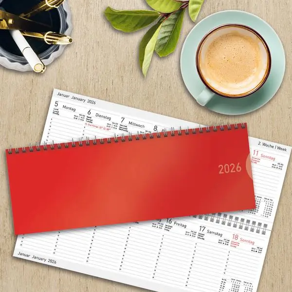 Bild: 9783731885535 | Tischquerkalender Classic Colourlux rot 2026 | Verlag Korsch | 64 S.