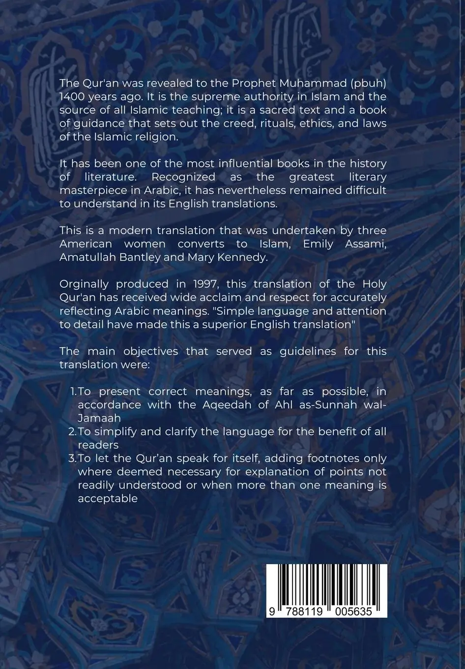Rückseite: 9788119005635 | The Holy Quran - English Meanings | Saheeh International | Taschenbuch