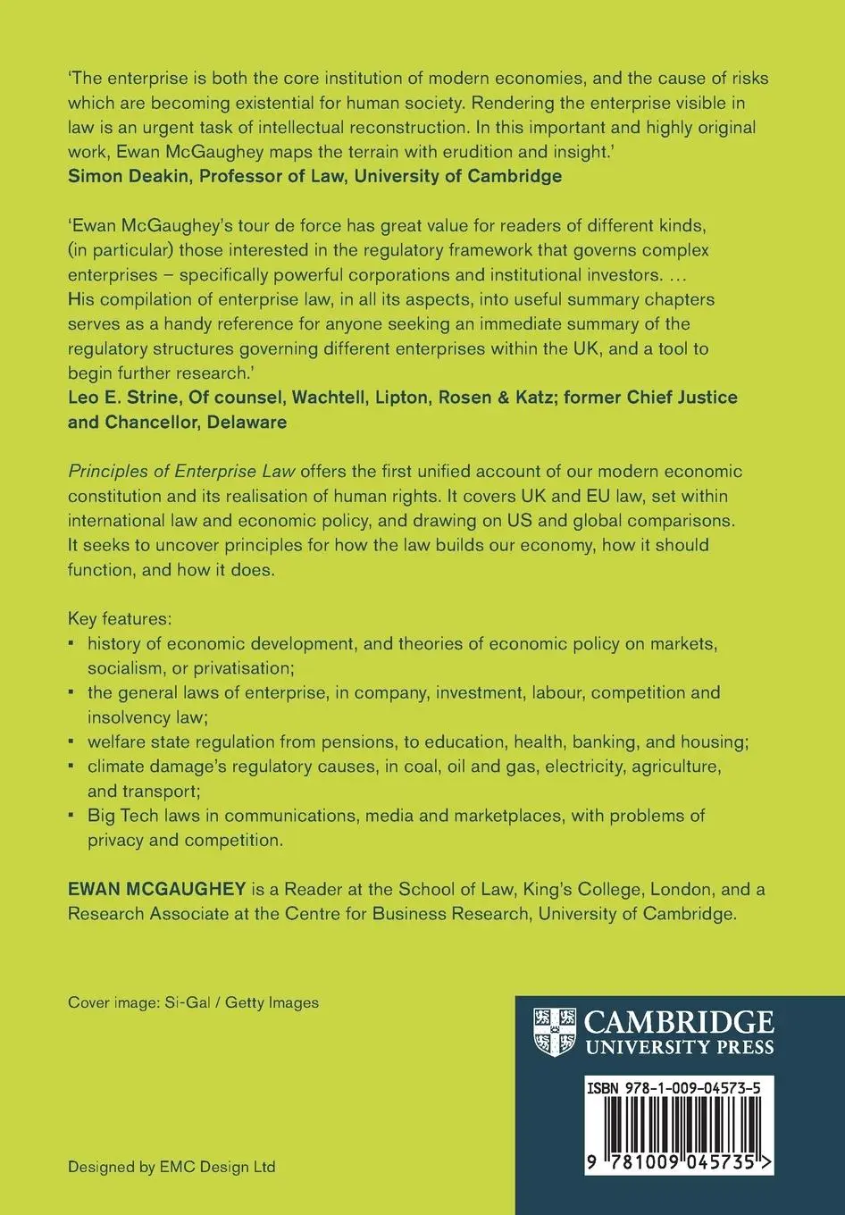 Rückseite: 9781009045735 | Principles of Enterprise Law | Ewan McGaughey | Taschenbuch | Englisch