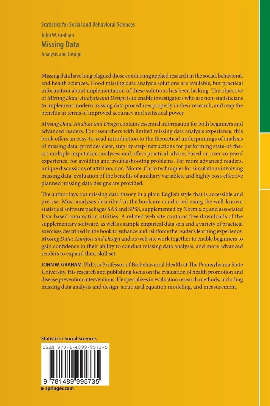 Rückseite: 9781489995735 | Missing Data | Analysis and Design | John W. Graham | Taschenbuch