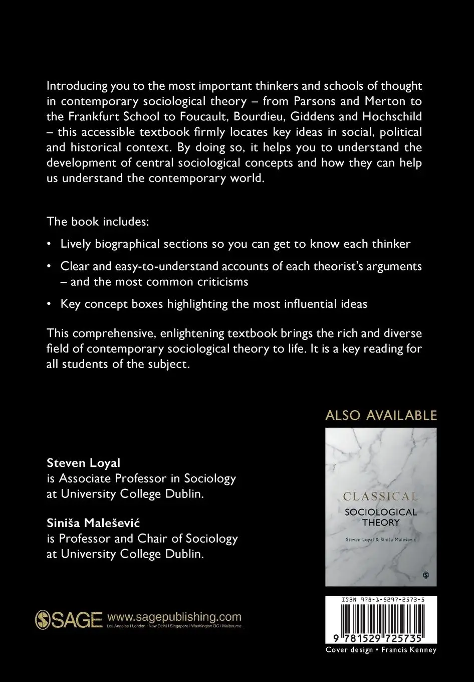 Rückseite: 9781529725735 | Contemporary Sociological Theory | Steven Loyal (u. a.) | Taschenbuch