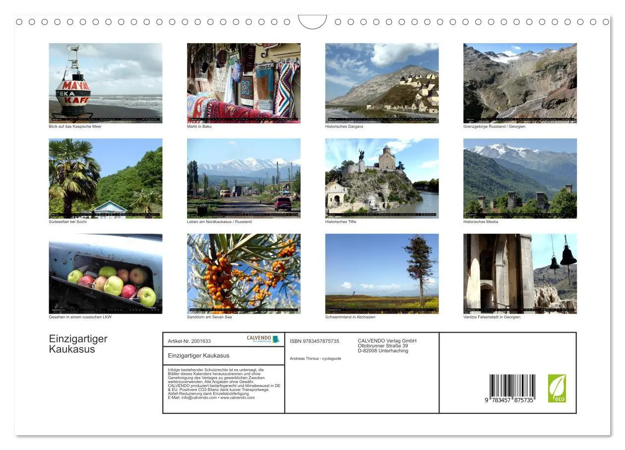 Bild: 9783457875735 | Einzigartiger Kaukasus (Wandkalender 2026 DIN A3 quer), CALVENDO...