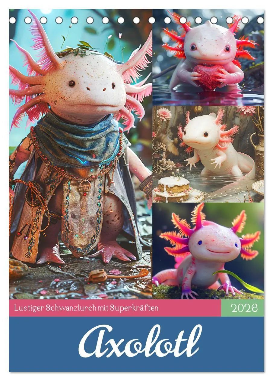 Cover: 9783516275735 | Axolotl. Lustiger Schwanzlurch mit Superkräften (Tischkalender 2026...
