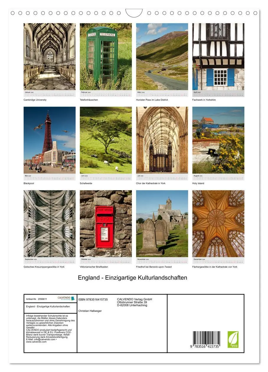 Bild: 9783516415735 | England - Einzigartige Kulturlandschaften (Wandkalender 2026 DIN A3...