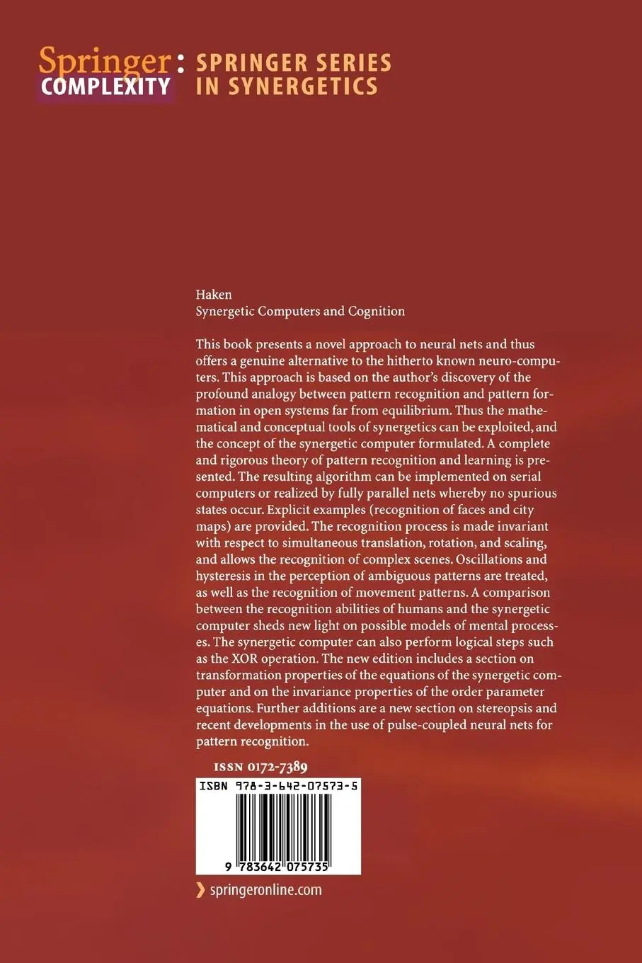 Rückseite: 9783642075735 | Synergetic Computers and Cognition | Hermann Haken | Taschenbuch | ix