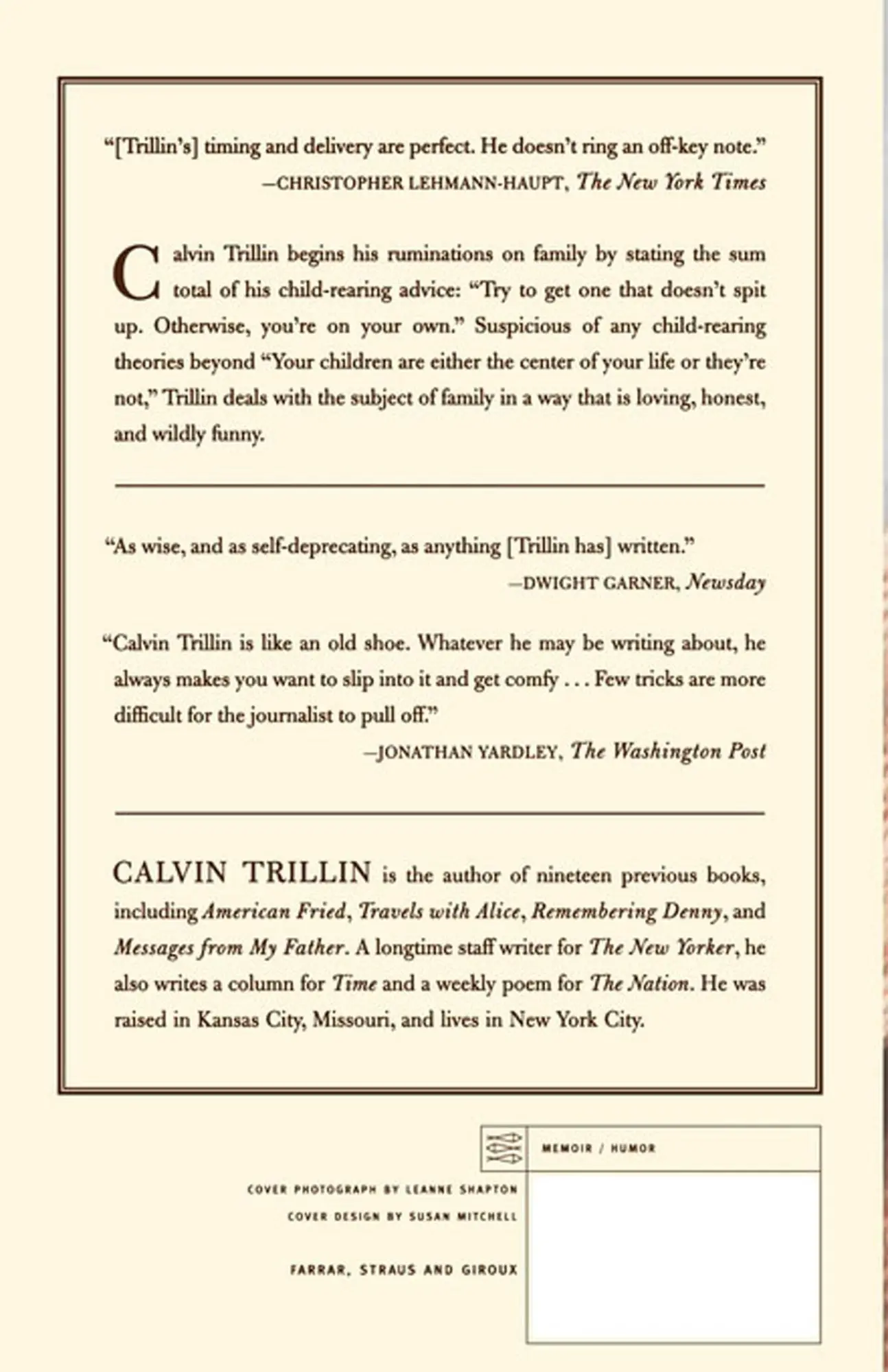 Rückseite: 9780374525835 | Family Man | Calvin Trillin | Taschenbuch | Kartoniert / Broschiert