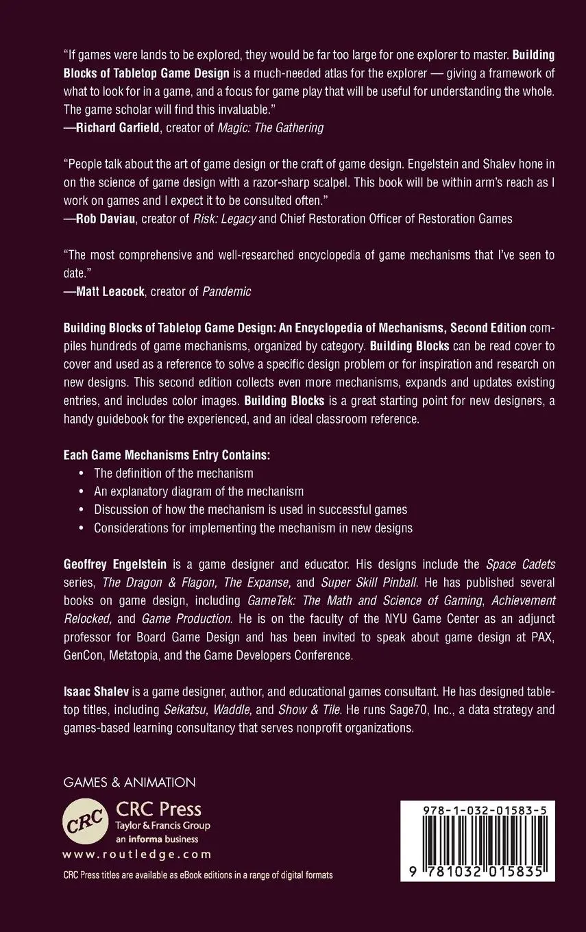 Rückseite: 9781032015835 | Building Blocks of Tabletop Game Design | Geoffrey Engelstein (u. a.)