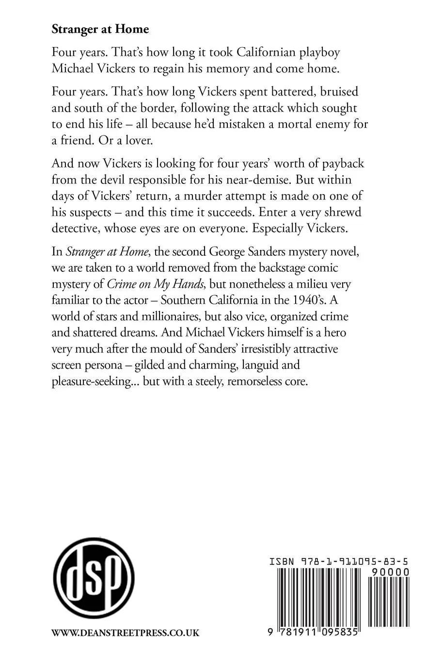 Rückseite: 9781911095835 | Stranger at Home | A George Sanders Mystery | George Sanders | Buch