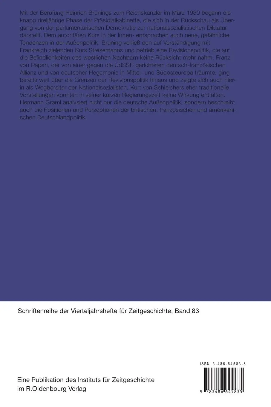 Rückseite: 9783486645835 | Zwischen Stresemann und Hitler | Hermann Graml | Taschenbuch | Deutsch