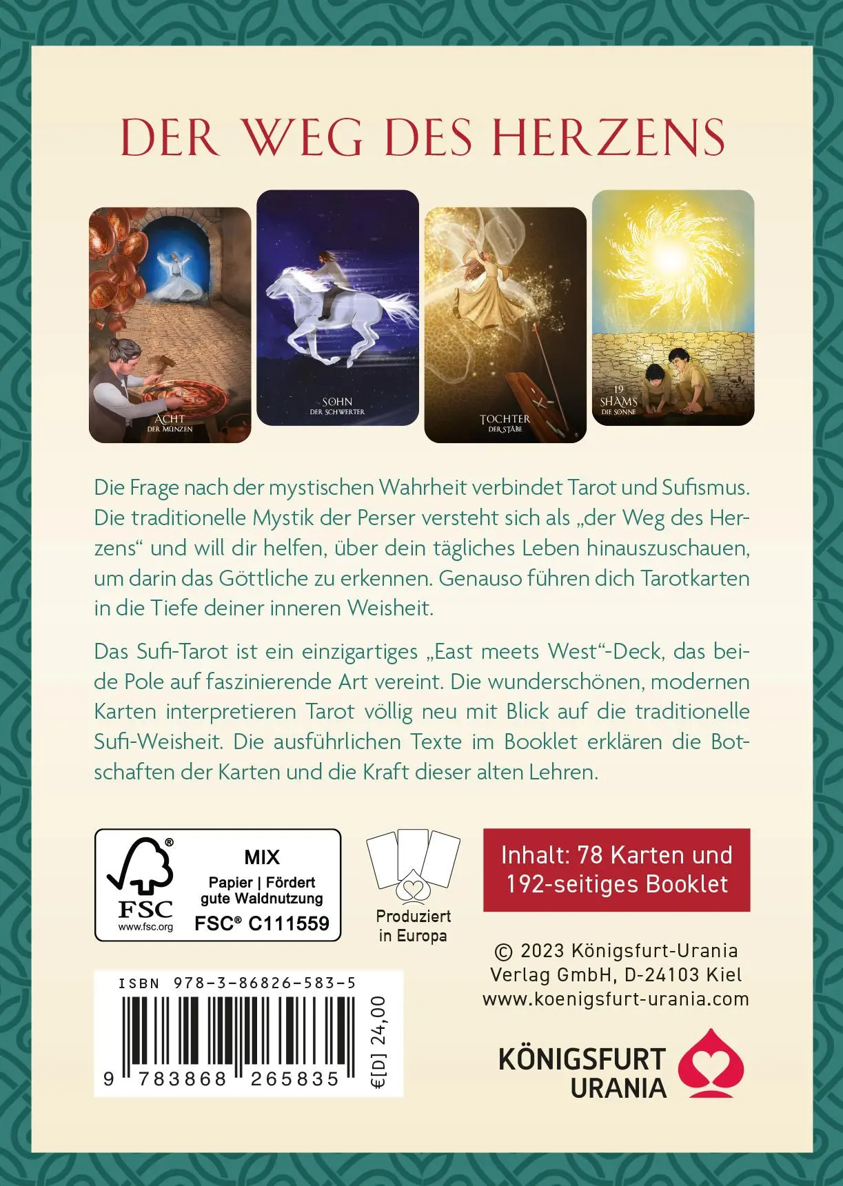Rückseite: 9783868265835 | Sufi-Tarot - Der Weg des Herzens: 78 Tarotkarten mit Anleitung | Buch