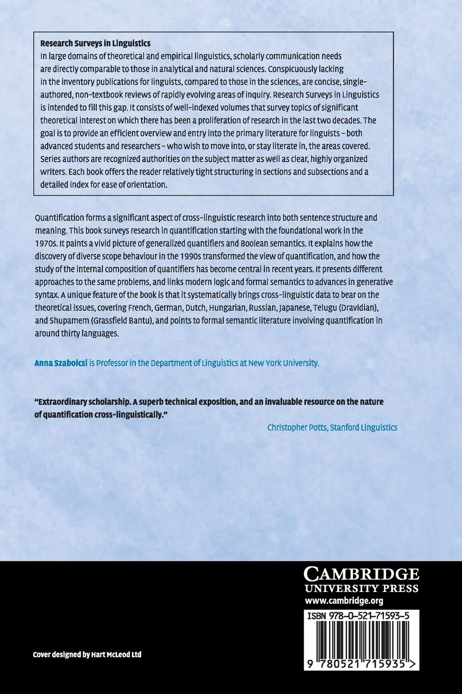 Rückseite: 9780521715935 | Quantification | Anna Szabolcsi | Taschenbuch | Englisch | 2010