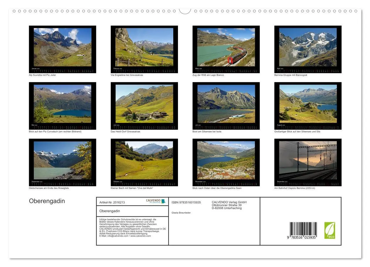 Bild: 9783516015935 | Oberengadin (hochwertiger Premium Wandkalender 2026 DIN A2 quer),...