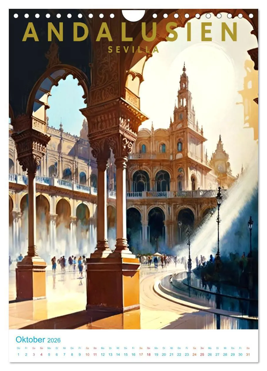 Bild: 9783516325935 | Andalusien - Old School Poster Style (Wandkalender 2026 DIN A4...