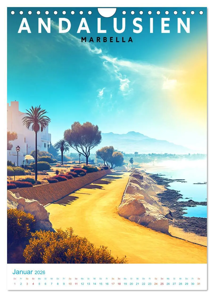 Bild: 9783516325935 | Andalusien - Old School Poster Style (Wandkalender 2026 DIN A4...
