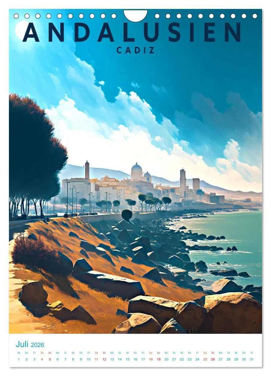 Bild: 9783516325935 | Andalusien - Old School Poster Style (Wandkalender 2026 DIN A4...
