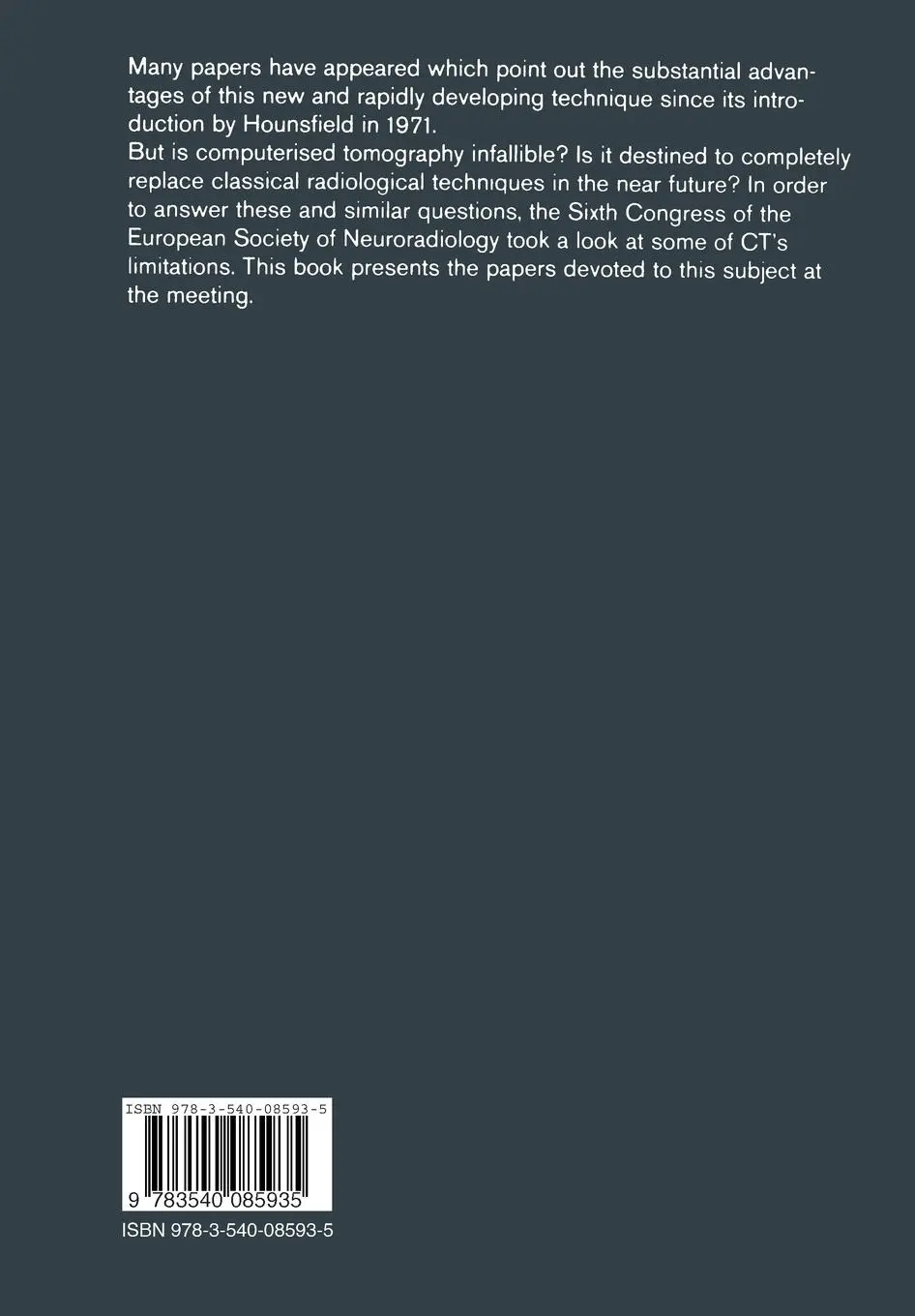 Rückseite: 9783540085935 | The Diagnostic Limitations of Computerised Axial Tomography | Bories