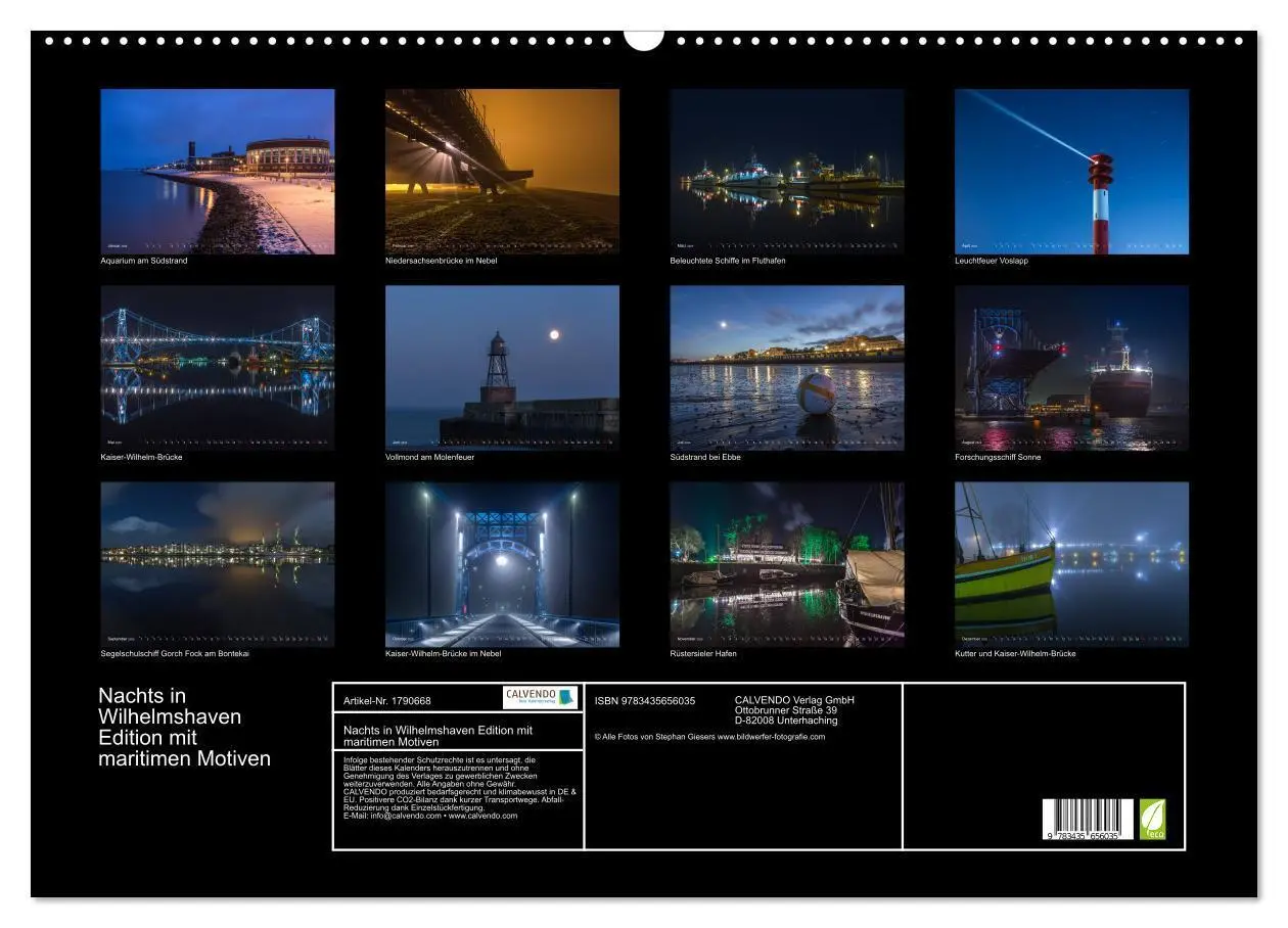 Bild: 9783435656035 | Nachts in Wilhelmshaven Edition mit maritimen Motiven (Wandkalender...