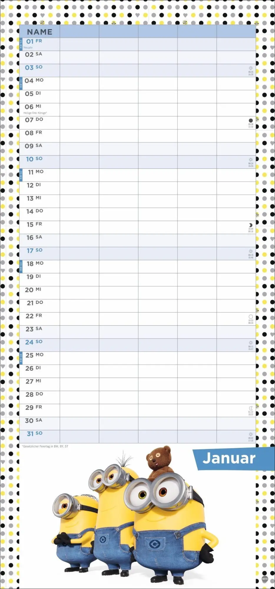 Bild: 9783756416035 | Minions Familienplaner 2027 | Heye | Kalender | Familienplaner Athesia