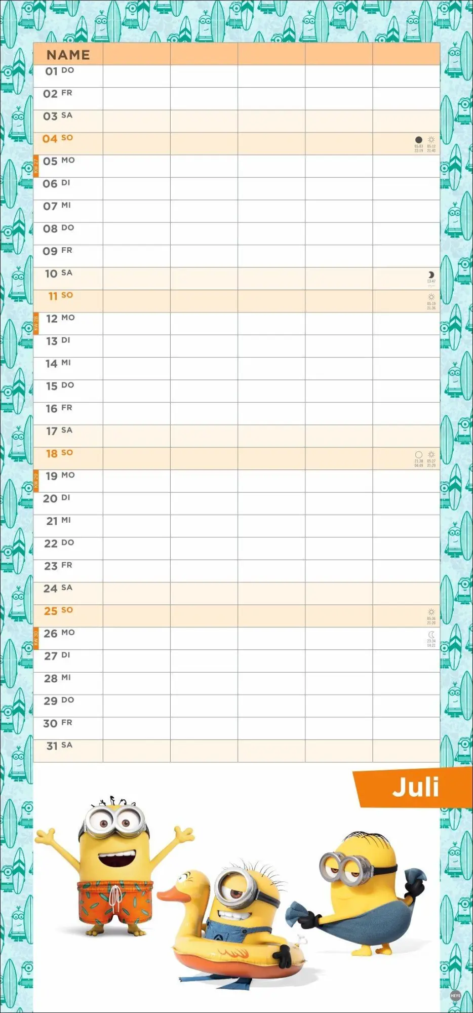 Bild: 9783756416035 | Minions Familienplaner 2027 | Heye | Kalender | Familienplaner Athesia
