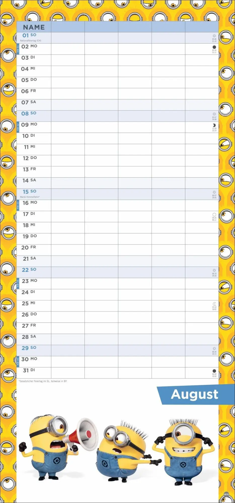 Bild: 9783756416035 | Minions Familienplaner 2027 | Heye | Kalender | Familienplaner Athesia