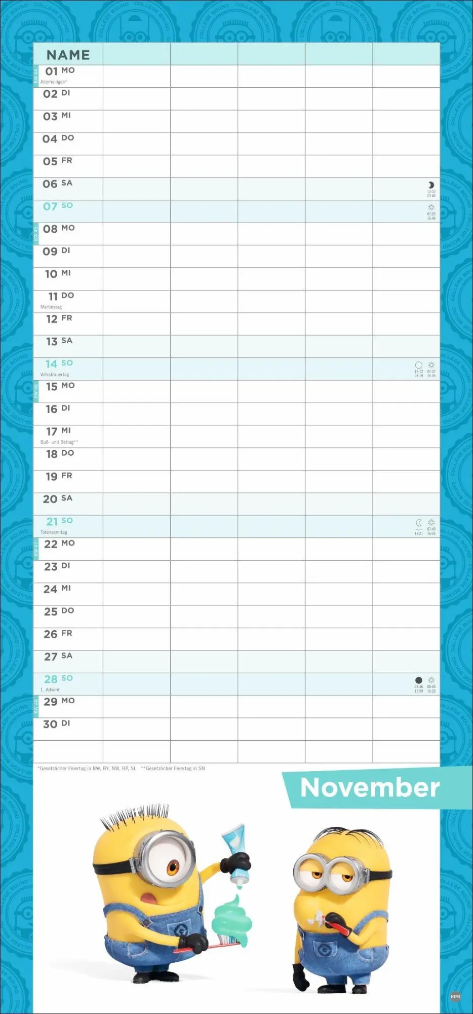 Bild: 9783756416035 | Minions Familienplaner 2027 | Heye | Kalender | Familienplaner Athesia
