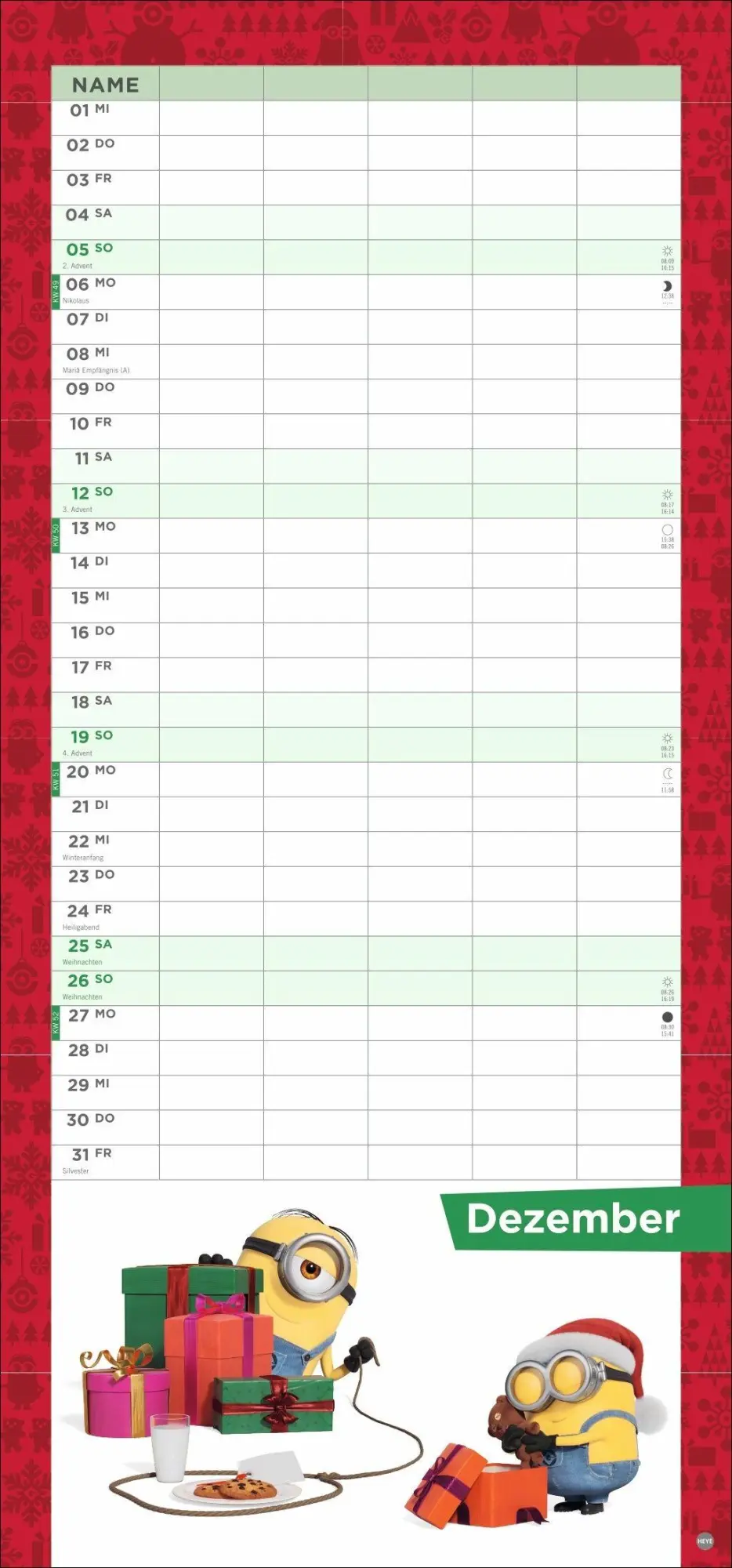 Bild: 9783756416035 | Minions Familienplaner 2027 | Heye | Kalender | Familienplaner Athesia