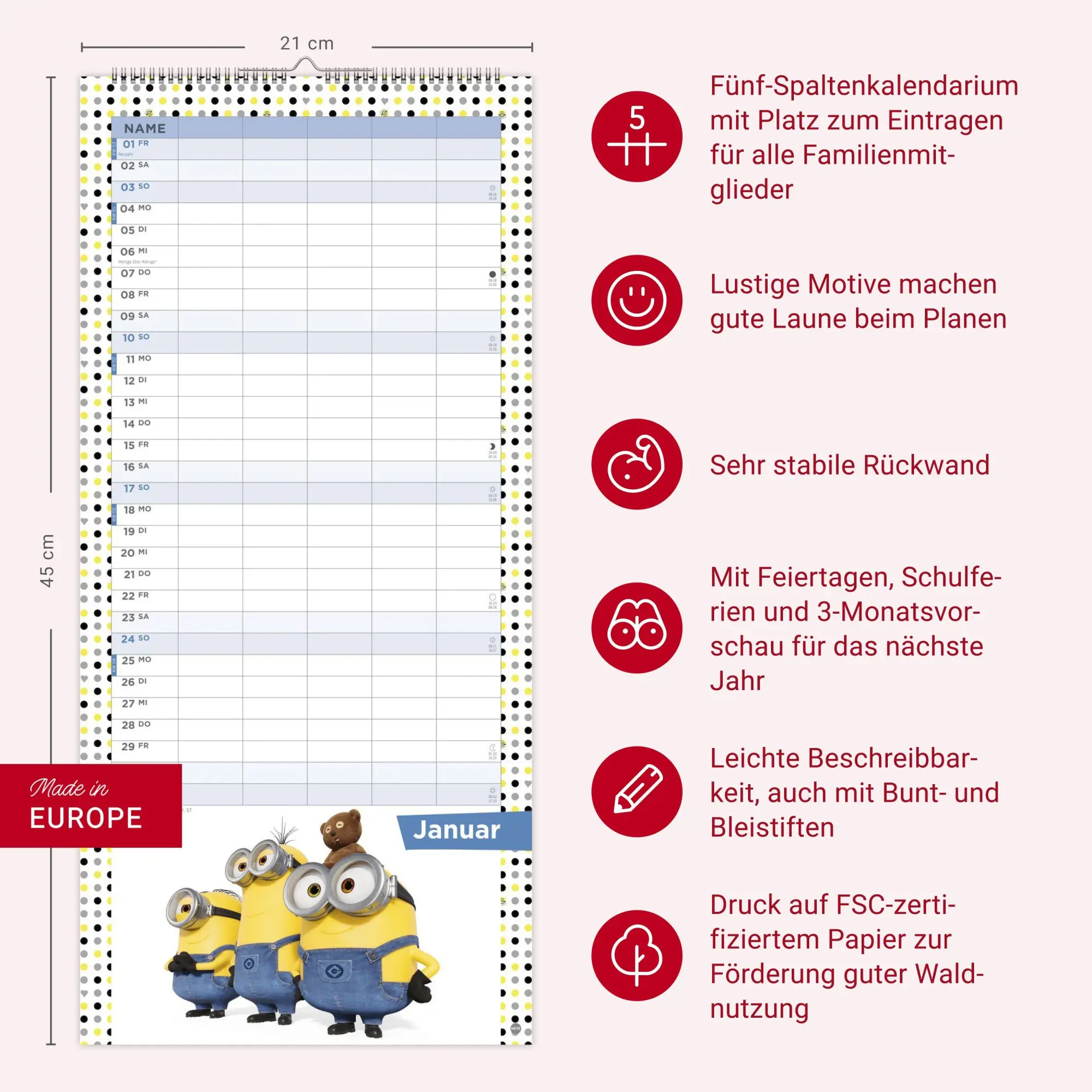 Bild: 9783756416035 | Minions Familienplaner 2027 | Heye | Kalender | Familienplaner Athesia
