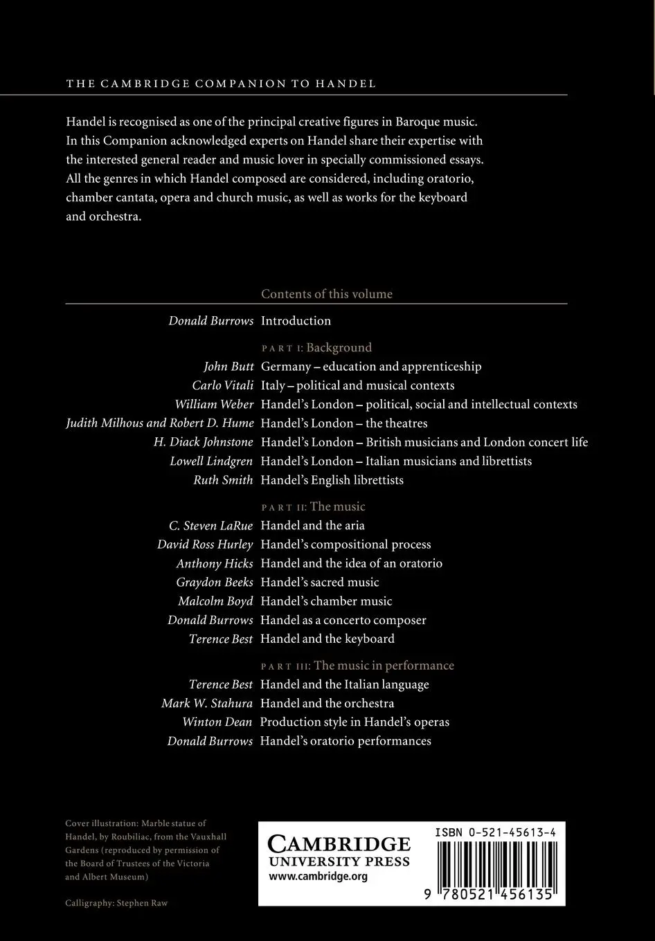 Rückseite: 9780521456135 | The Cambridge Companion to Handel | Donald Burrows (u. a.) | Buch