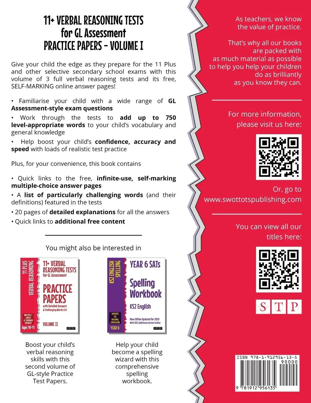 Rückseite: 9781912956135 | 11+ Verbal Reasoning Tests for GL Assessment Practice Papers with...