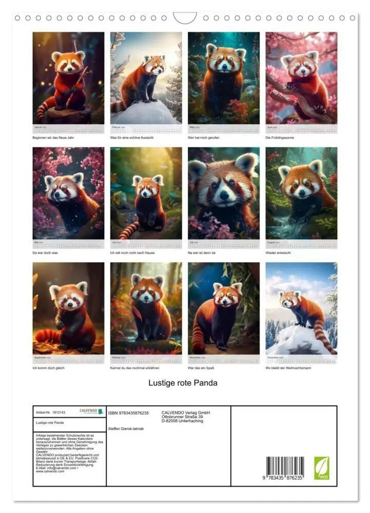 Bild: 9783435876235 | Lustige rote Panda (Wandkalender 2025 DIN A3 hoch), CALVENDO...