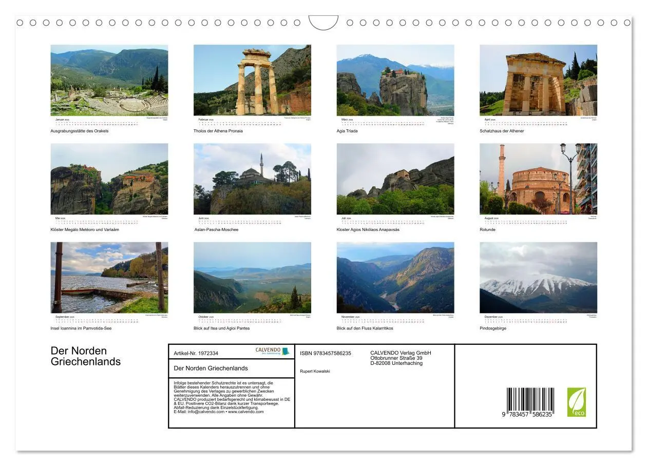 Bild: 9783457586235 | Der Norden Griechenlands (Wandkalender 2026 DIN A3 quer), CALVENDO...