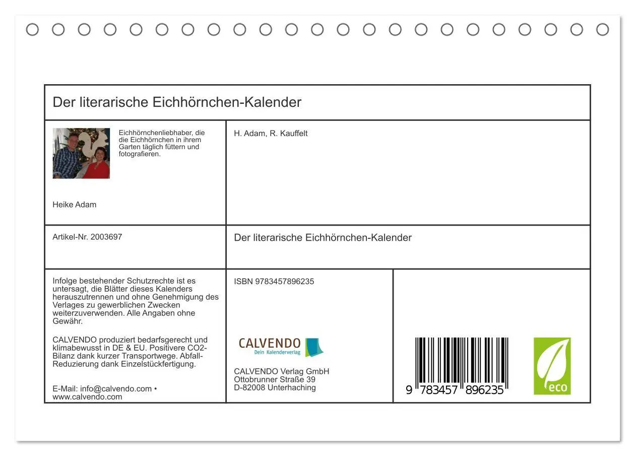 Bild: 9783457896235 | Der literarische Eichhörnchen-Kalender (Tischkalender 2026 DIN A5...