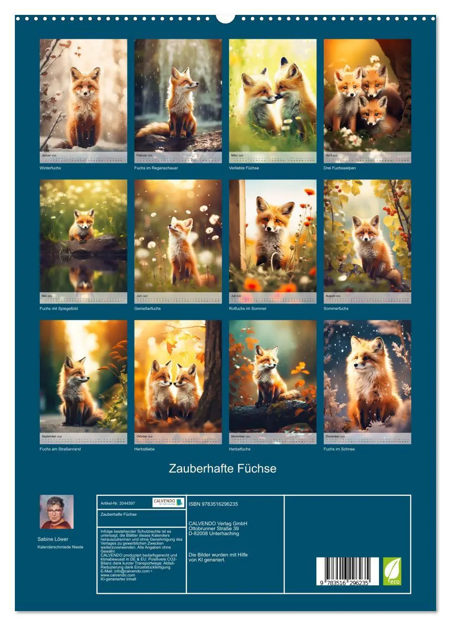 Bild: 9783516296235 | Zauberhafte Füchse (hochwertiger Premium Wandkalender 2026 DIN A2...