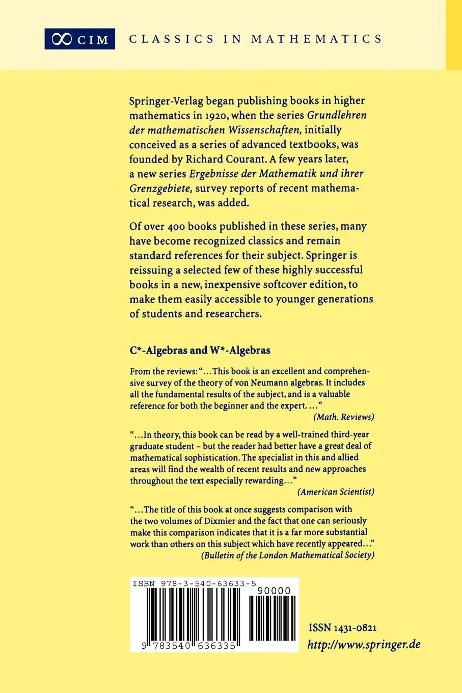 Rückseite: 9783540636335 | C*-Algebras and W*-Algebras | Shoichiro Sakai | Taschenbuch | xii