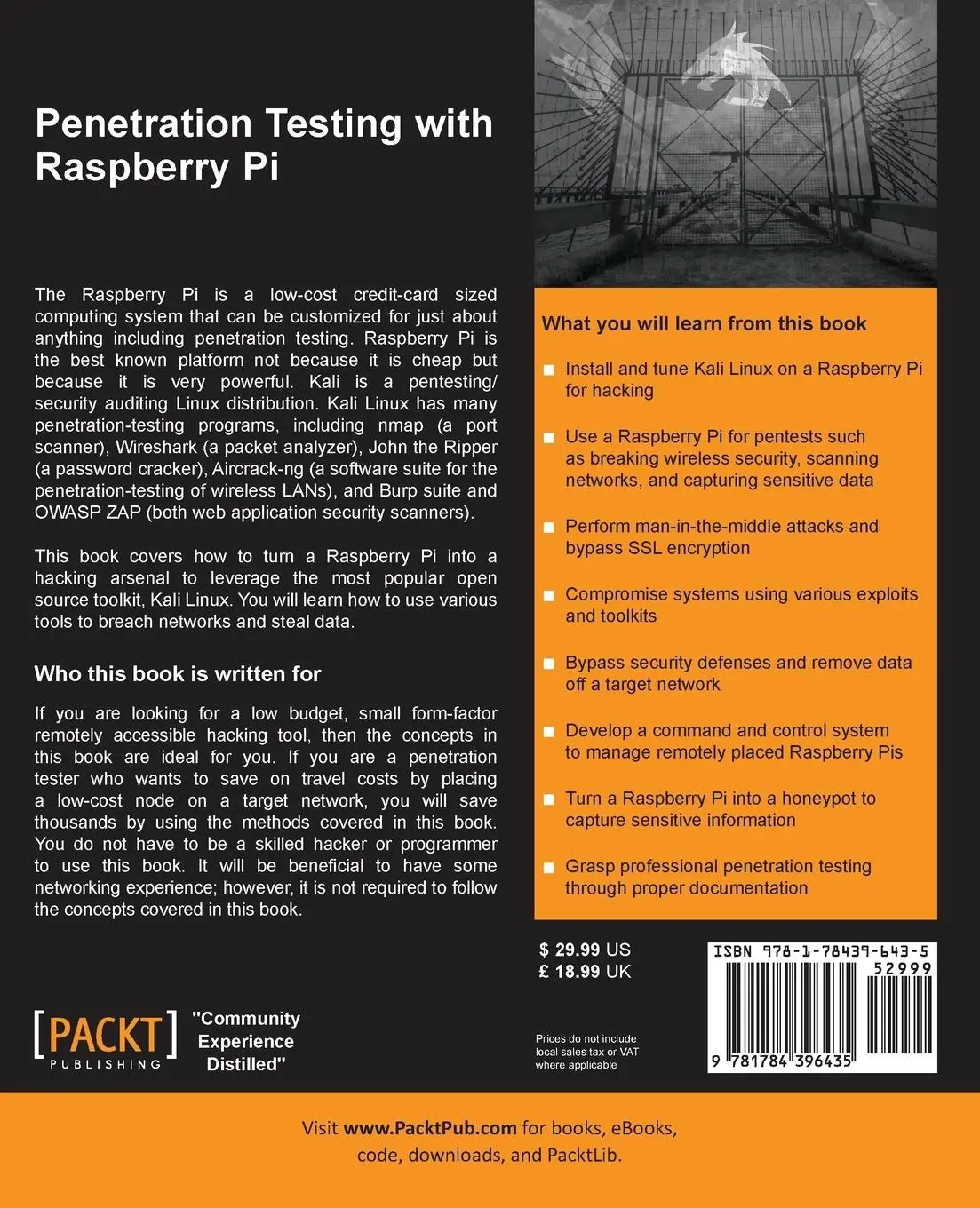 Rückseite: 9781784396435 | Penetration Testing with Raspberry Pi | Aamir Lakhani (u. a.) | Buch