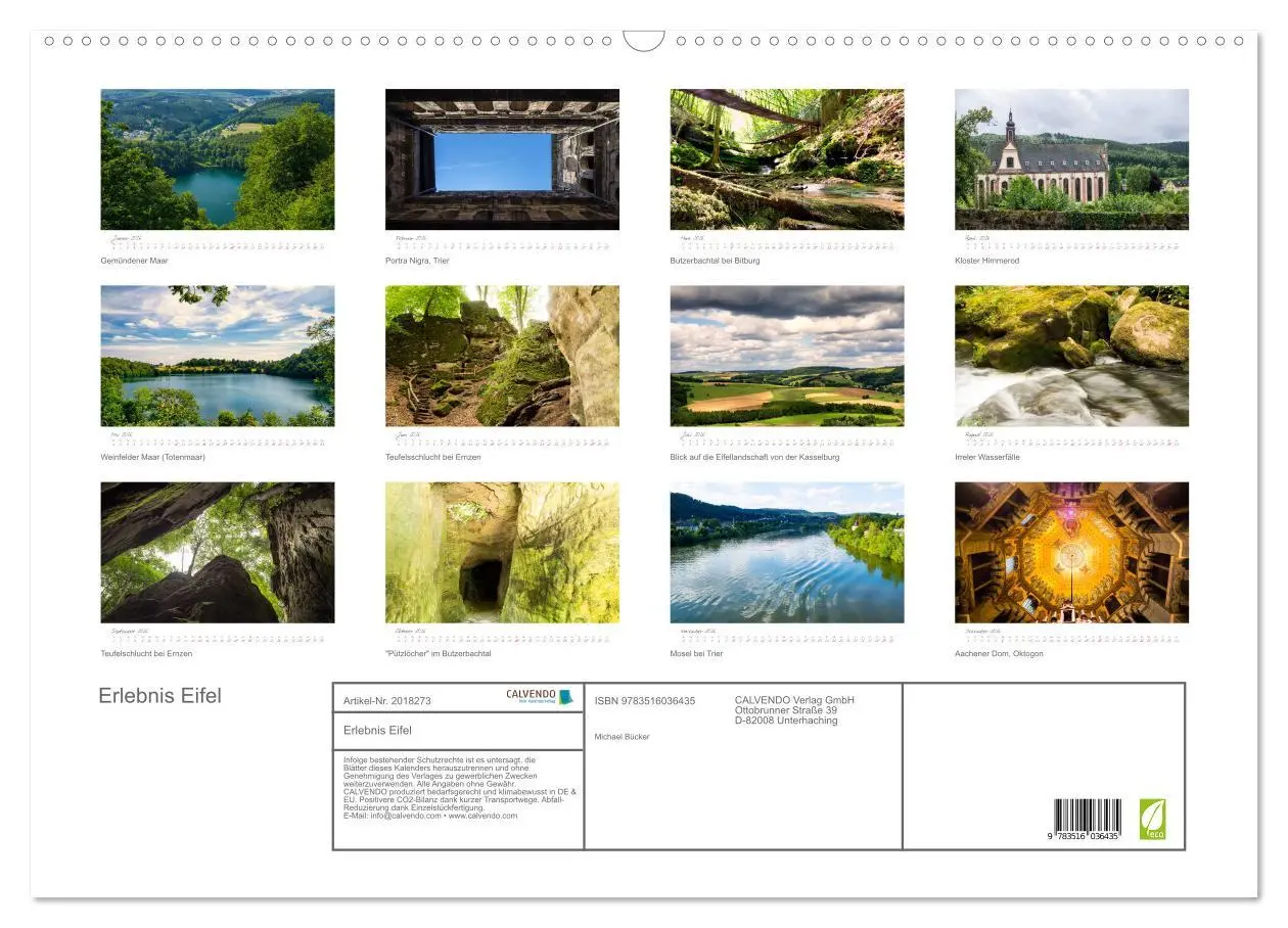 Bild: 9783516036435 | Erlebnis Eifel (Wandkalender 2026 DIN A2 quer), CALVENDO...