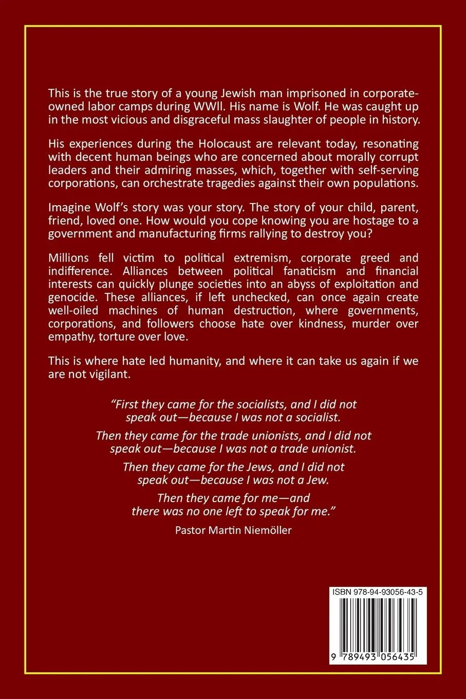 Rückseite: 9789493056435 | Wolf | A Story of Hate | Zeev Scheinwald | Taschenbuch | Paperback