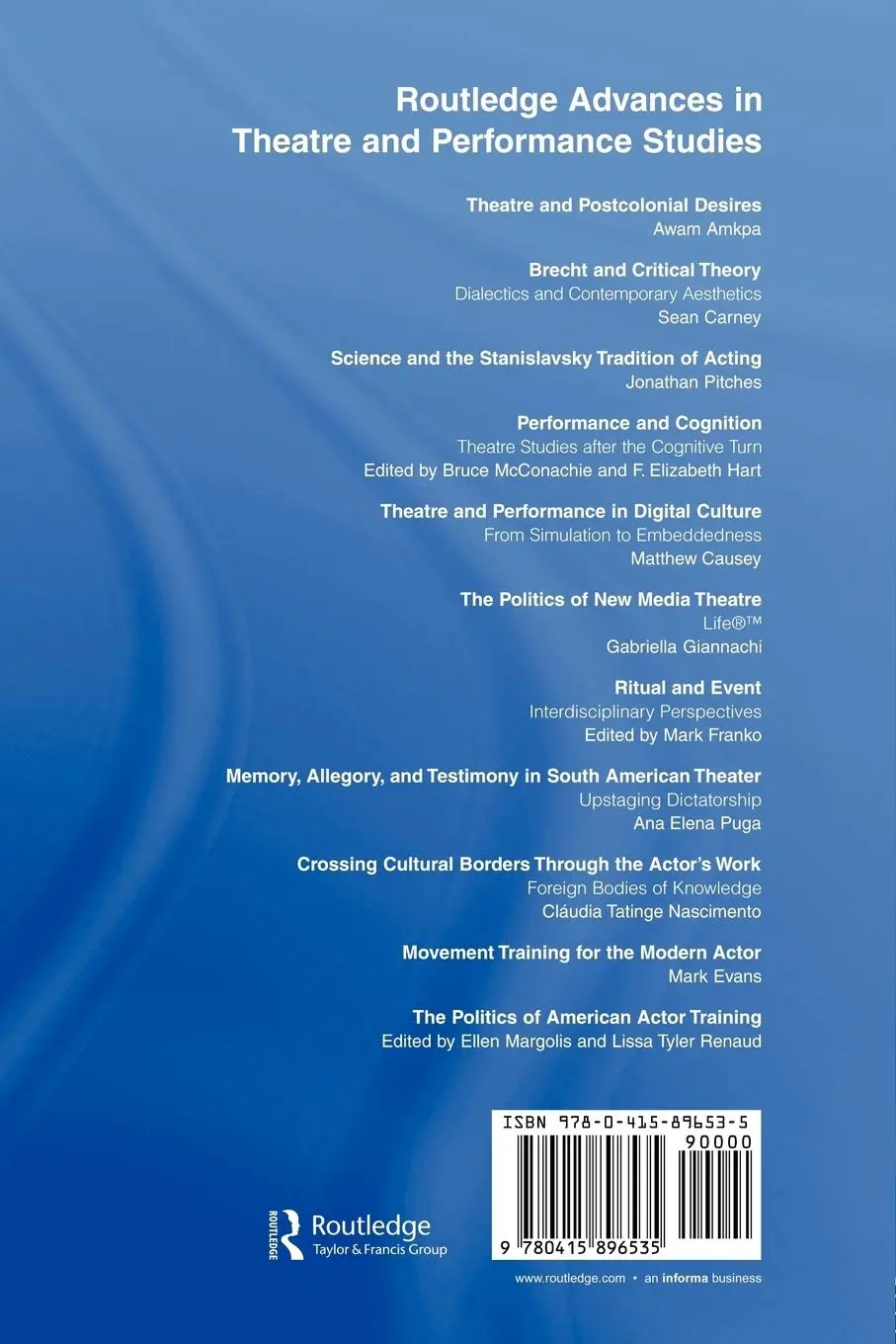 Rückseite: 9780415896535 | The Politics of American Actor Training | Ellen Margolis (u. a.)