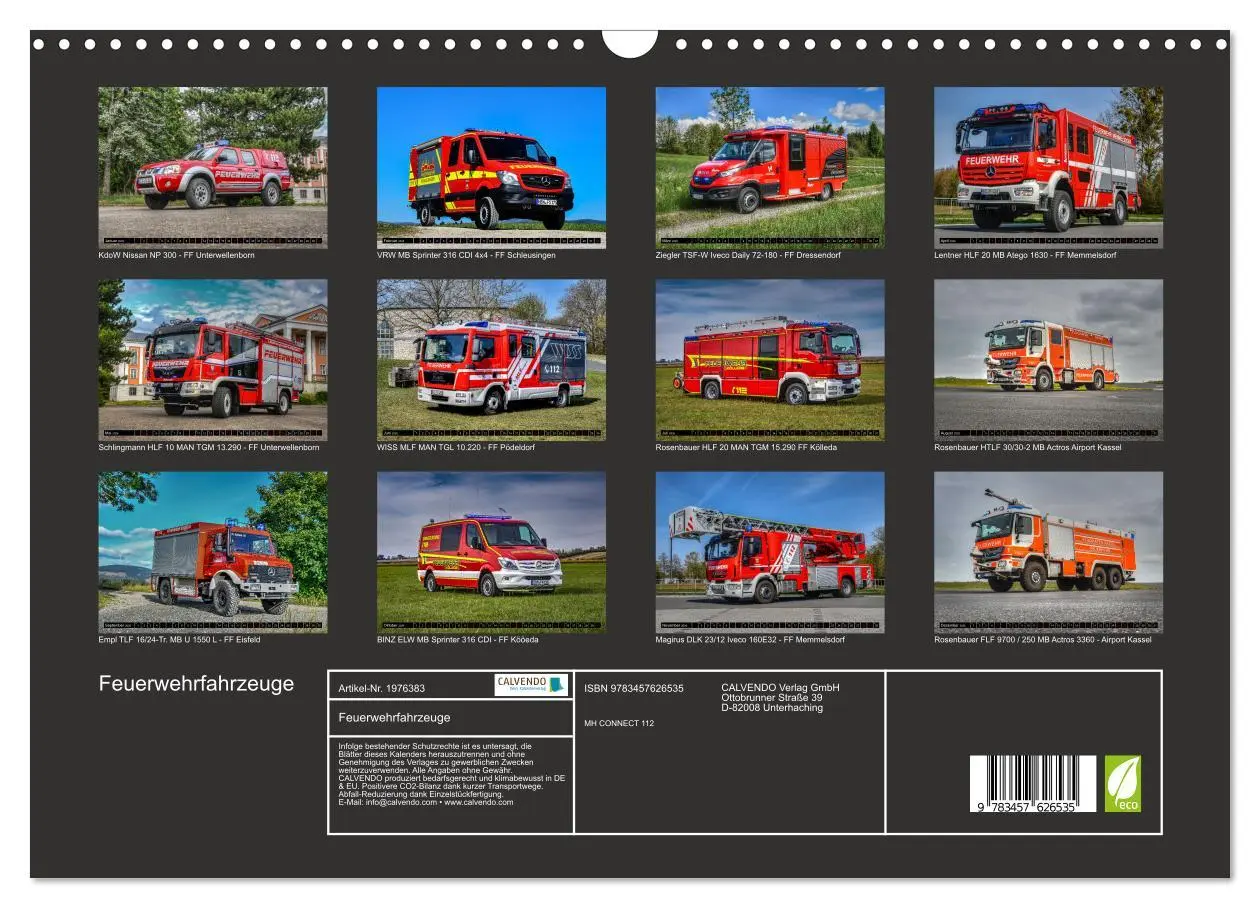 Bild: 9783457626535 | Feuerwehrfahrzeuge (Wandkalender 2026 DIN A3 quer), CALVENDO...