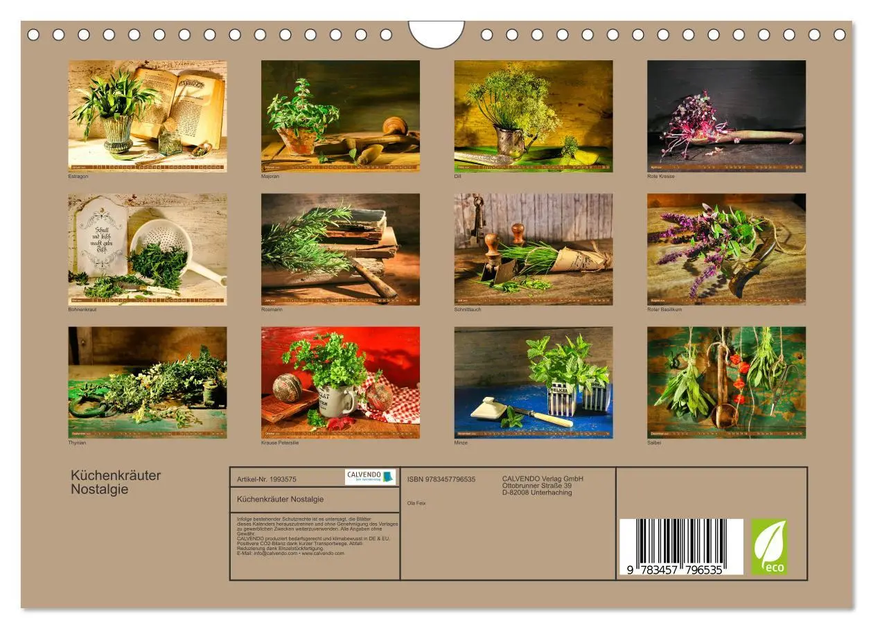 Bild: 9783457796535 | Küchenkräuter Nostalgie (Wandkalender 2026 DIN A4 quer), CALVENDO...