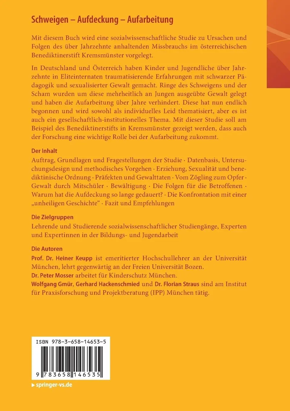 Rückseite: 9783658146535 | Schweigen - Aufdeckung - Aufarbeitung | Heiner Keupp (u. a.) | Buch