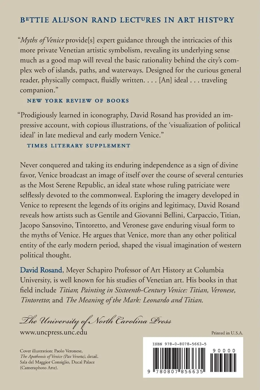 Rückseite: 9780807856635 | Myths of Venice | The Figuration of a State | David Rosand | Buch