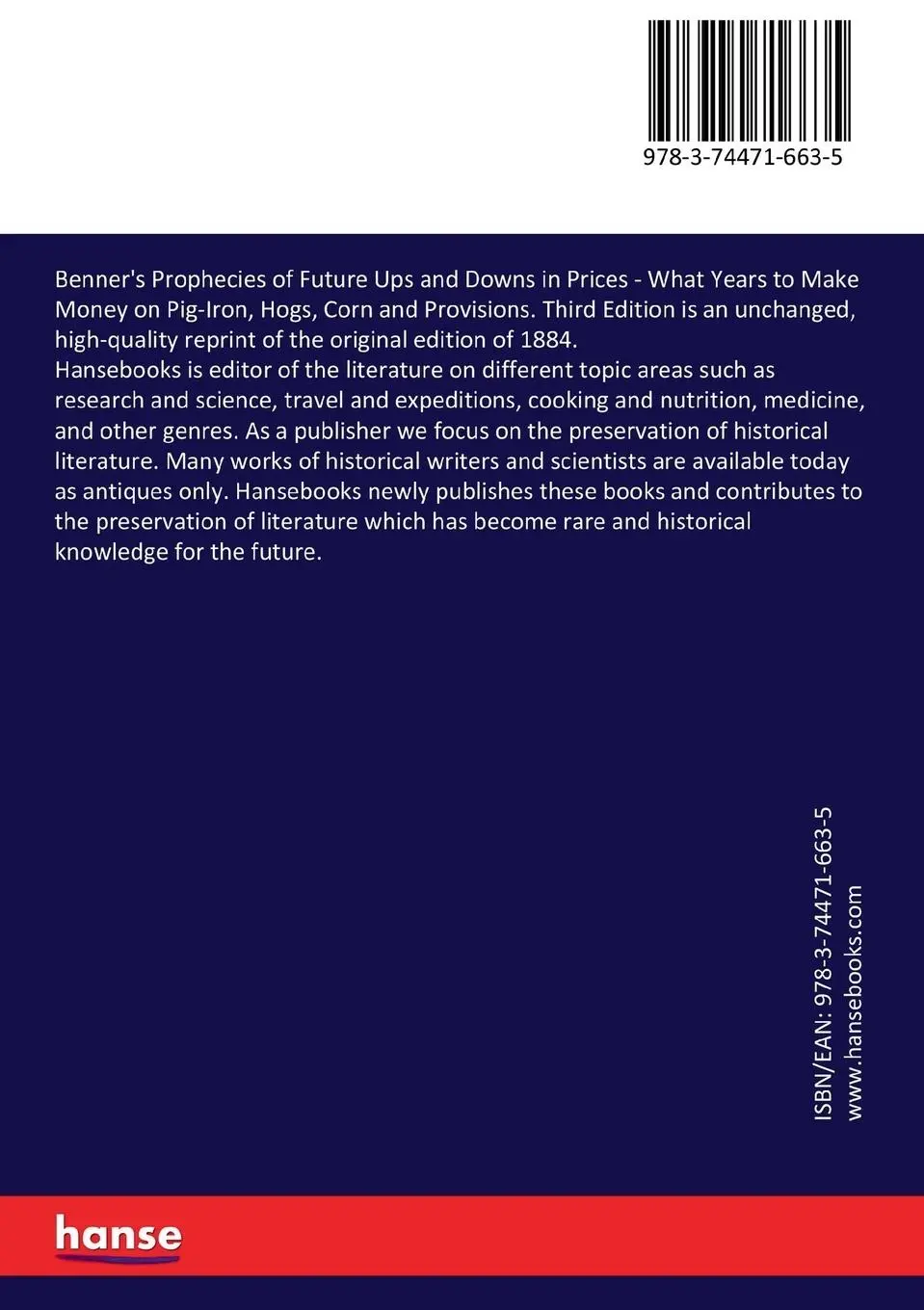 Rückseite: 9783744716635 | Benner's Prophecies of Future Ups and Downs in Prices | Samuel Benner