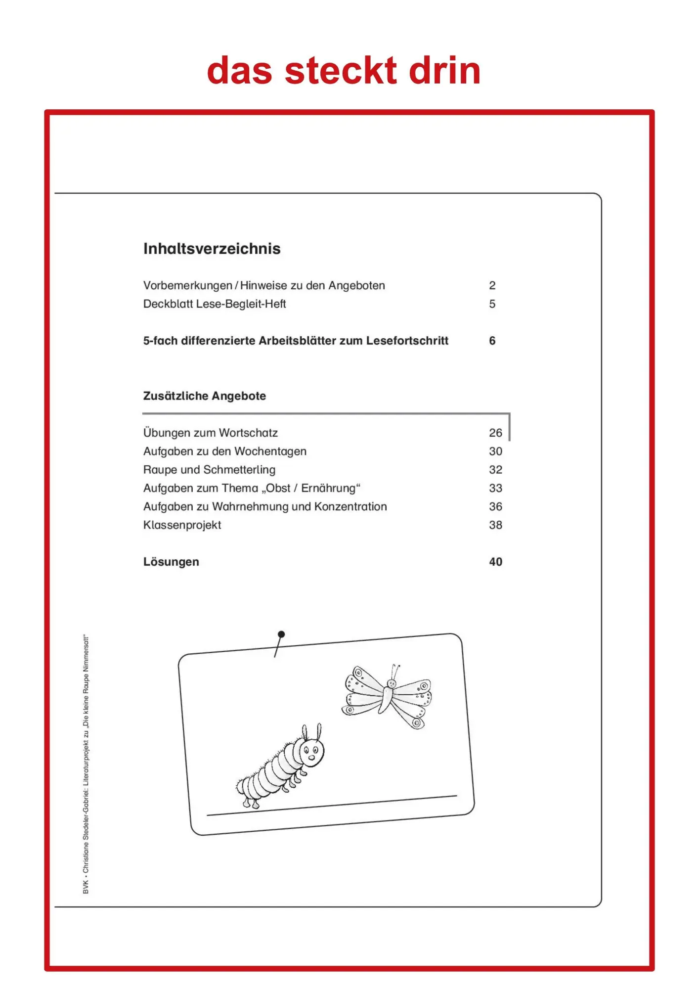 Bild: 9783867406635 | Literaturprojekt zu "Die kleine Raupe Nimmersatt" | Stedeler-Gabriel