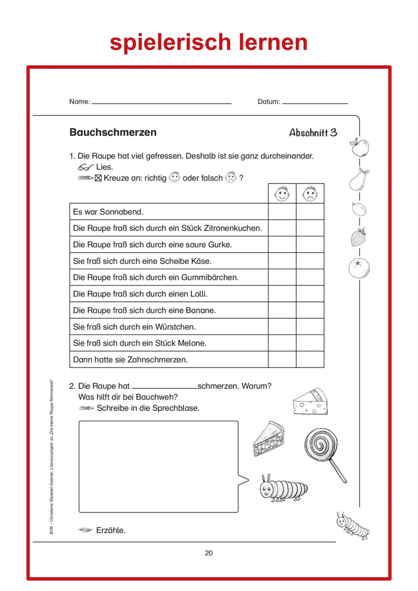 Bild: 9783867406635 | Literaturprojekt zu "Die kleine Raupe Nimmersatt" | Stedeler-Gabriel