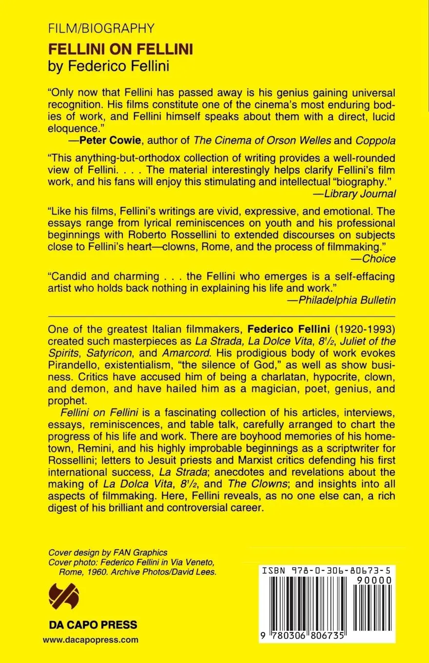 Rückseite: 9780306806735 | Fellini on Fellini | Federico Fellini | Taschenbuch | Englisch | 1996