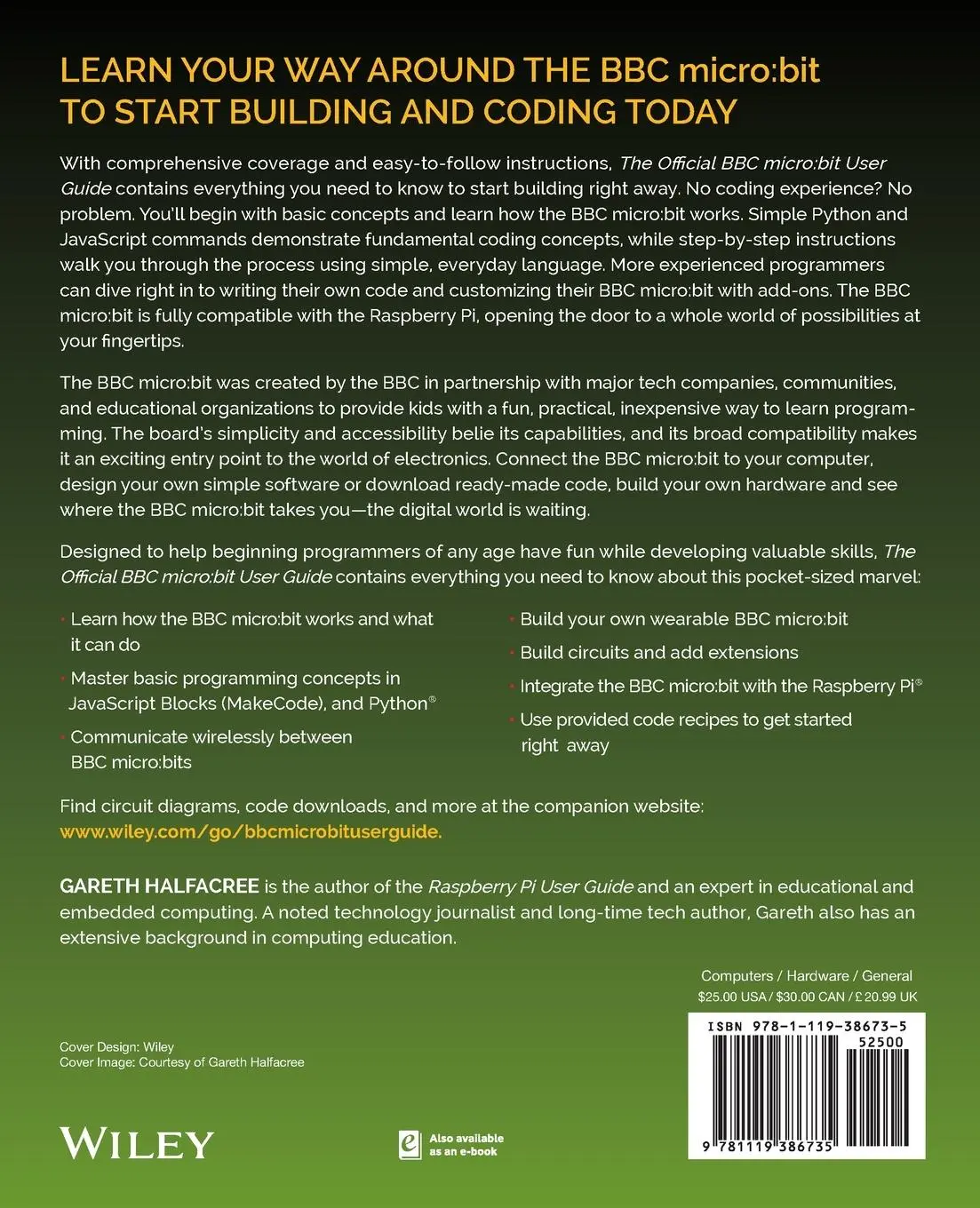 Rückseite: 9781119386735 | The Official BBC Micro: Bit User Guide | Gareth Halfacree | Buch