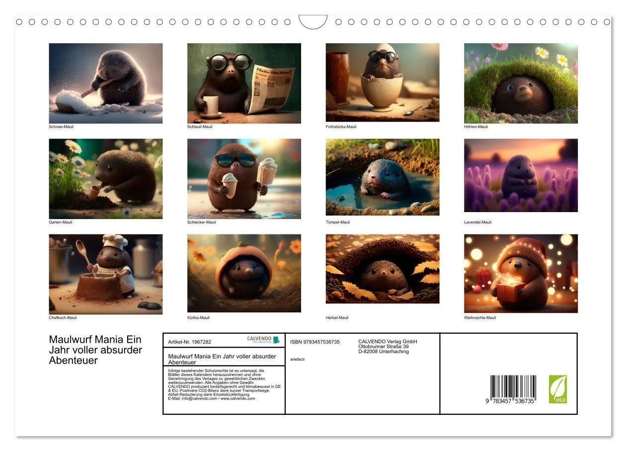 Bild: 9783457536735 | Maulwurf Mania Ein Jahr voller absurder Abenteuer (Wandkalender...