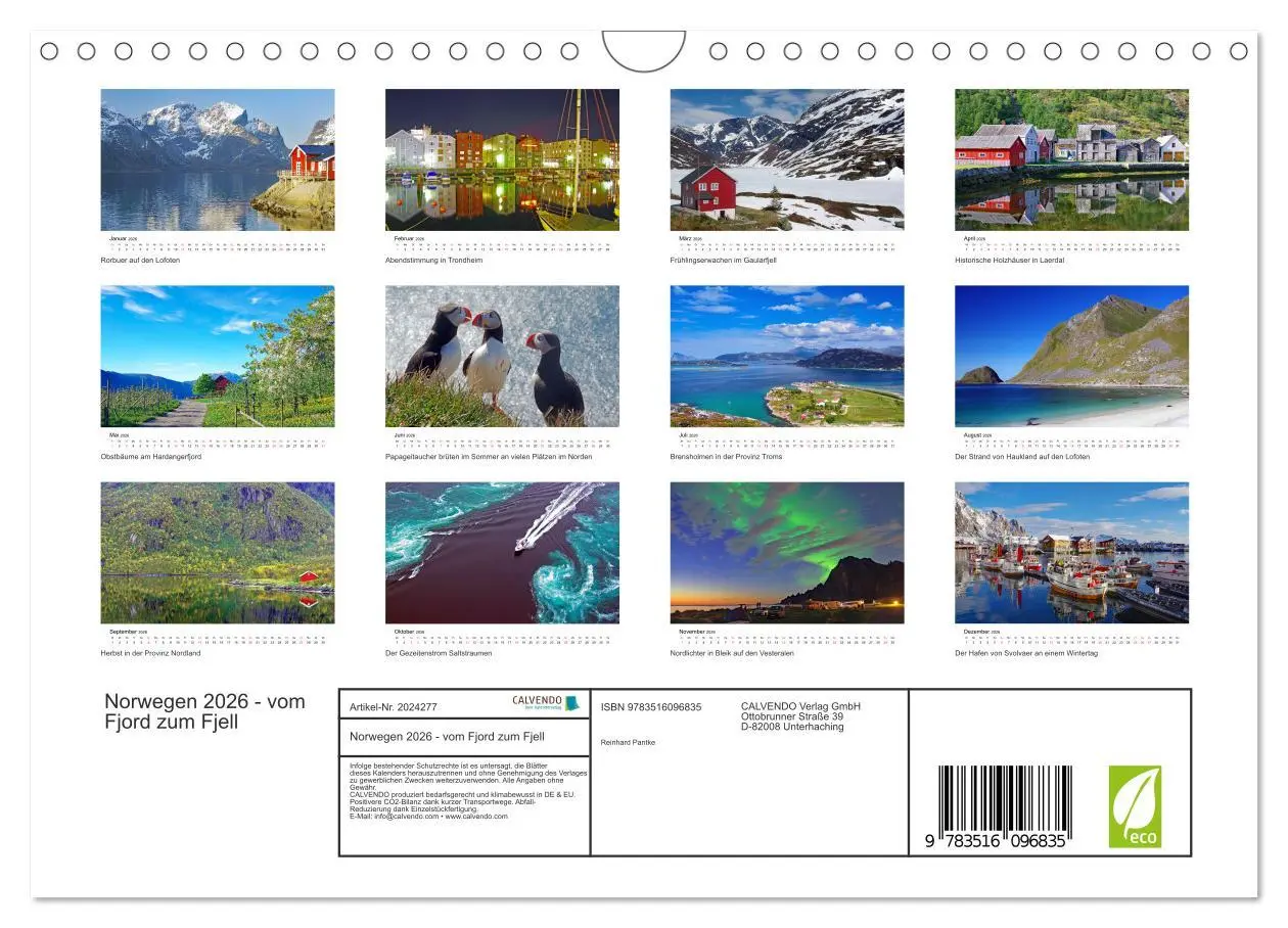 Bild: 9783516096835 | Norwegen 2026 - vom Fjord zum Fjell (Wandkalender 2026 DIN A4...