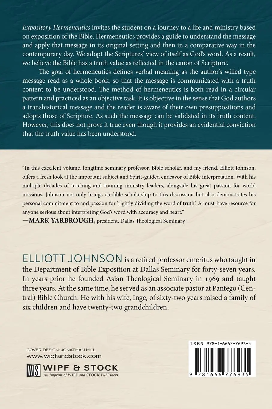 Rückseite: 9781666776935 | Expository Hermeneutics | Elliott Johnson | Taschenbuch | Englisch